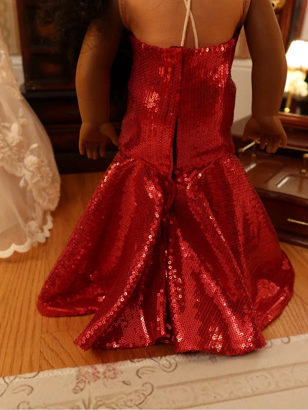 18 Inch American Girl Doll Sequined Red Gown - Elegant Dress